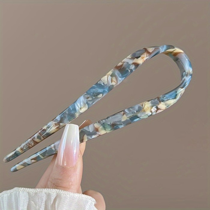 Acetic Acid Barrettes for Women, Vintage Chinese Style Hair Clips, U-Shaped Hair Pins, Elegant Gradient Updo Hairstyle Accessories, Simple Chic Hair Ornaments, Set of Multiple Designs, Suitable for Age 14+