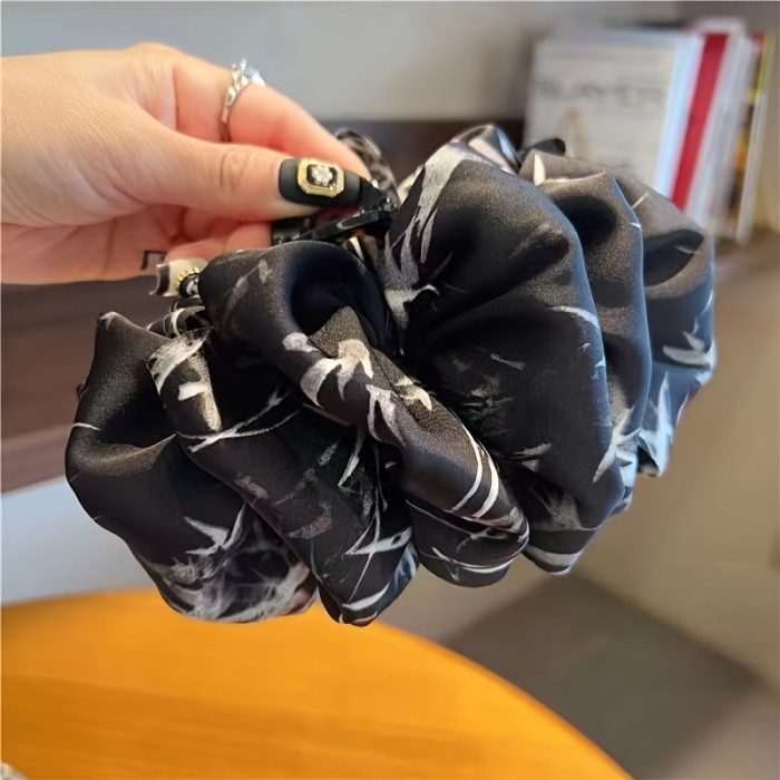 1pc Black And White Hair Claw Clip Large Bow Hair Grab Clip Chinese Style Hair Accessory For Women Daily Use