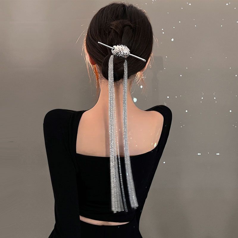1pc Vintage Hair Pin With Long Chain Tassel Elegant Hair Clip Ponytail Holder Trendy Hair Accessories For Women And daily uses