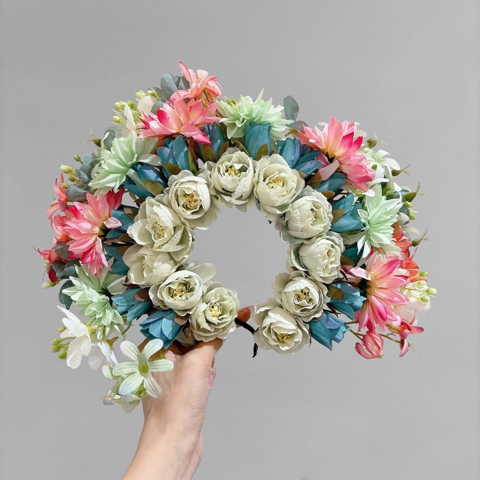 1pc Elegant Flower Headdress, Chinese Style Flower Headband