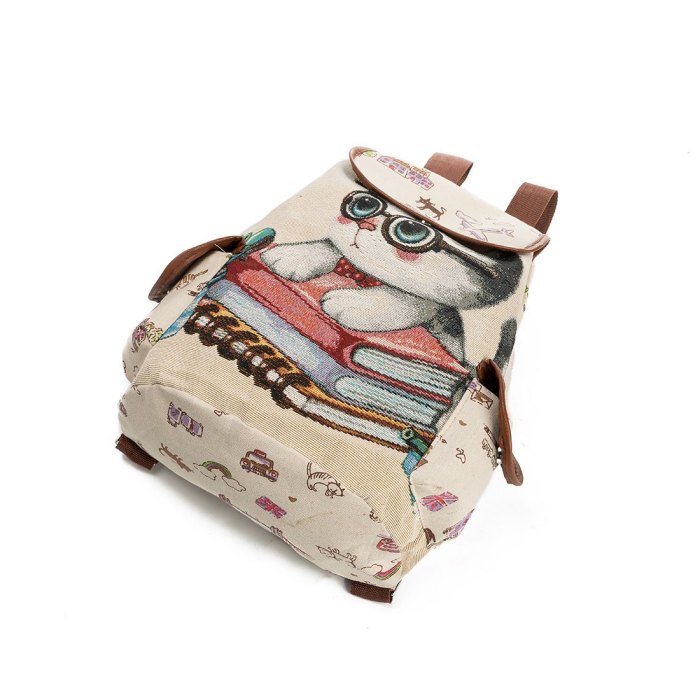 Chic Cat Pattern Backpack – Secure, Durable, and Versatile Nylon Bookbag for Students & Daily Commute