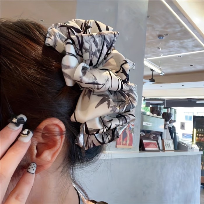 1pc Black And White Hair Claw Clip Large Bow Hair Grab Clip Chinese Style Hair Accessory For Women Daily Use