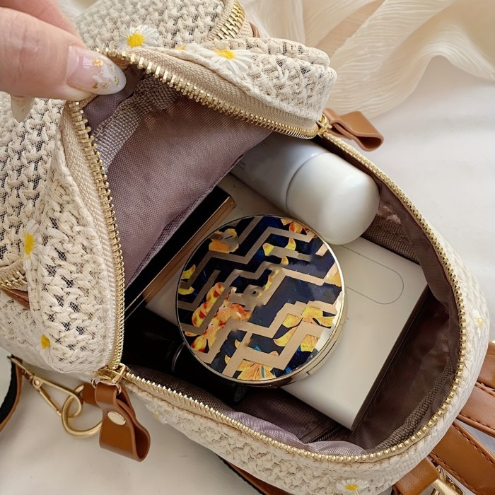 1pc Girl's Casual Small Backpack, Cute Flower Small Schoolbag, Girls Outdoor Travel Multi-functional Backpack, Bohemian Style Backpack, Ideal Choice For Gifts