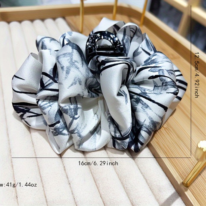 1pc Black And White Hair Claw Clip Large Bow Hair Grab Clip Chinese Style Hair Accessory For Women Daily Use