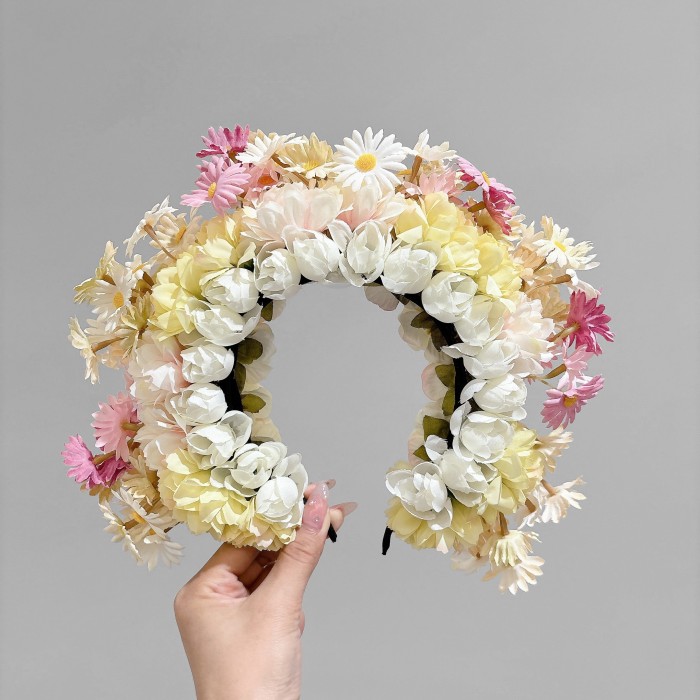 1pc Elegant Flower Headdress, Chinese Style Flower Headband