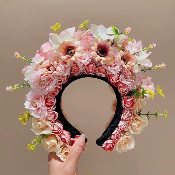 1pc Elegant Flower Headdress, Chinese Style Flower Headband