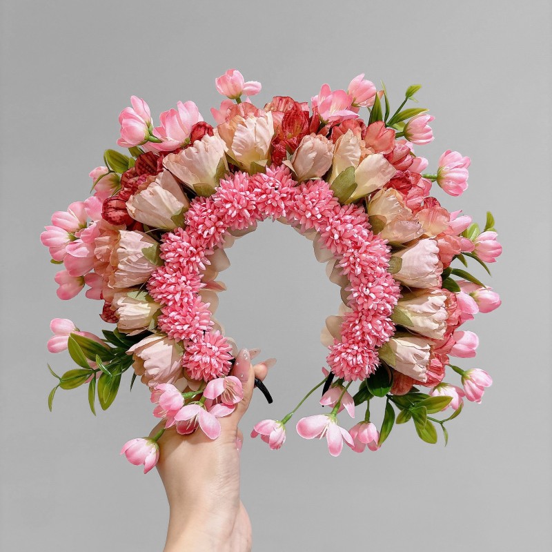 1pc Elegant Flower Headdress, Chinese Style Flower Headband
