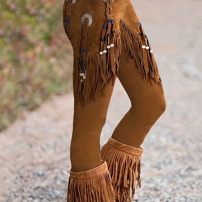 Western Ethnic 3D Feather Print Skinny Leggings, Casual Elastic Waist Stretchy Leggings, Women's Clothing