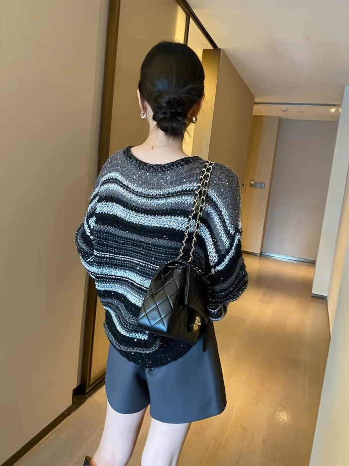 Women's Casual Knit Cardigan Sweater With Acrylic Fabric, Long Sleeve, Round Neck, Elastane For Autumn And Winter