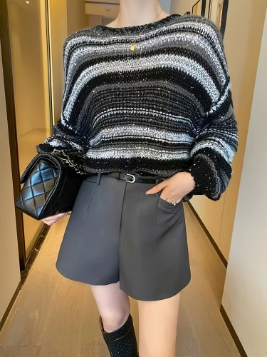 Women's Casual Knit Cardigan Sweater With Acrylic Fabric, Long Sleeve, Round Neck, Elastane For Autumn And Winter