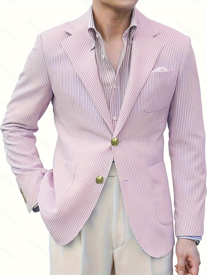 Plus Size Men's Solid Blazer Fashion Casual Suit Jacket For Spring Fall
