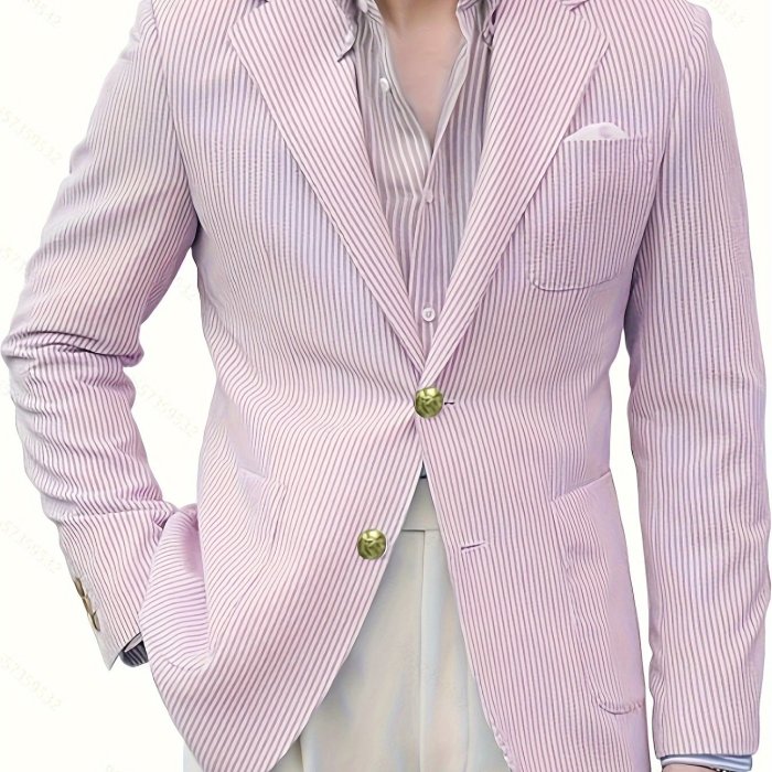 Plus Size Men's Solid Blazer Fashion Casual Suit Jacket For Spring Fall