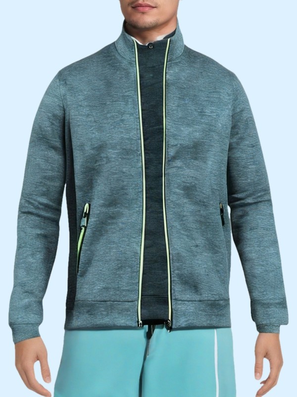 Elegant Mid Stretch Cardigan, Men's Casual Full Zip Up Cardigan Sweater Coat For Fall Winter