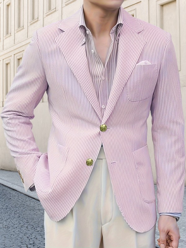 Plus Size Men's Solid Blazer Fashion Casual Suit Jacket For Spring Fall
