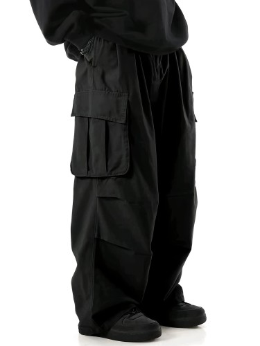 Solid Multi Flap Pockets Men's Straight Leg Cargo Pants, Loose Casual Outdoor Baggy Pants, Men's Work Pants Streetwear