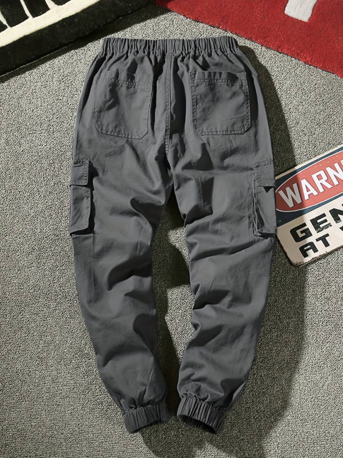 Cotton Trendy Camouflage Color Cargo Pants, Men's Camo Multi Flap Pocket Trousers, Loose Casual Outdoor Pants, Men's Work Pants, Streetwear Hip Hop Style
