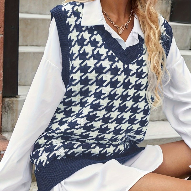 Acrylic Knit Cardigan With Random Print, V-Neck, Casual Autumn\u002FWinter Sweater With Soft And Breathable Fabric