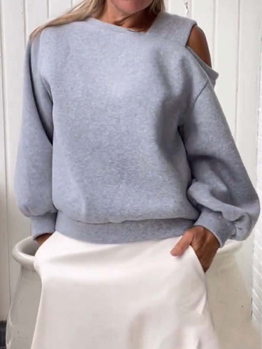 Fashion Design Sense Off-the-shoulder Loose Long-sleeved Hoodie