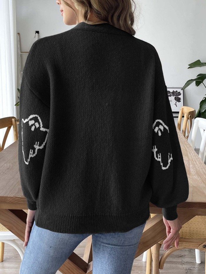 Stylish Loose Casual Cartoon Jacquard Jacket