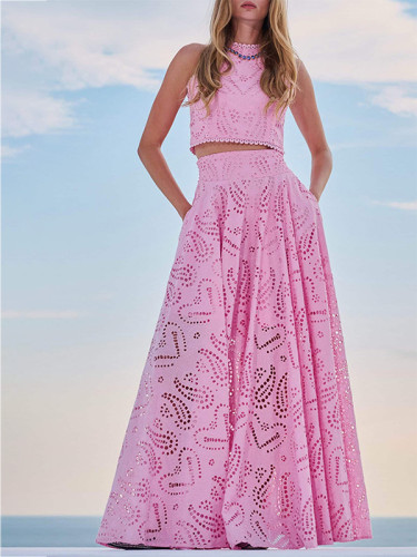 Leisure Vacation Loose Sleeveless Two-Piece Set