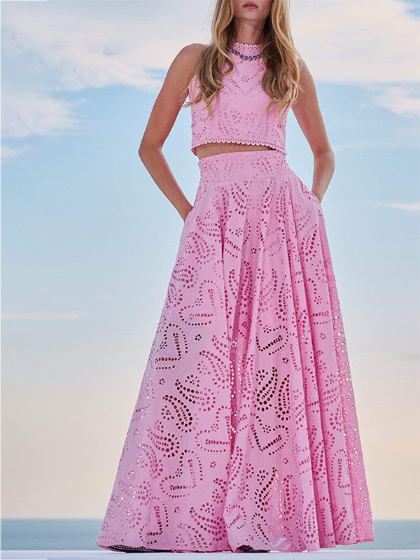 Leisure Vacation Loose Sleeveless Two-Piece Set