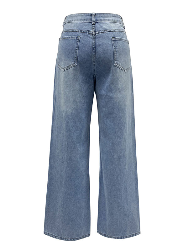 Loose Wide Leg Split-Joint Jean Pants Bottoms