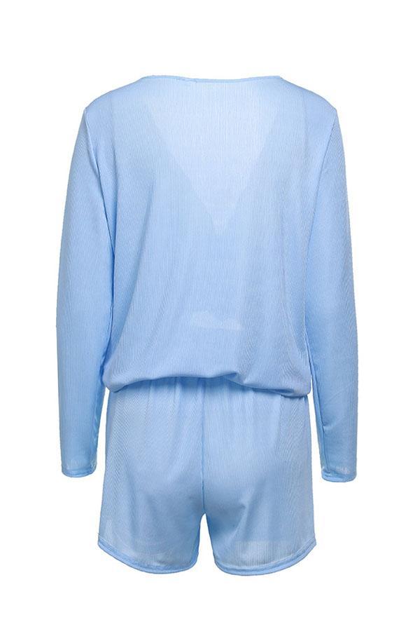 V Neck Top And Shorts Set