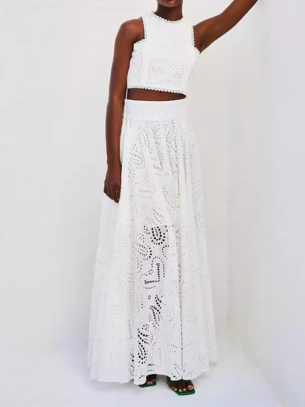 Leisure Vacation Loose Sleeveless Two-Piece Set