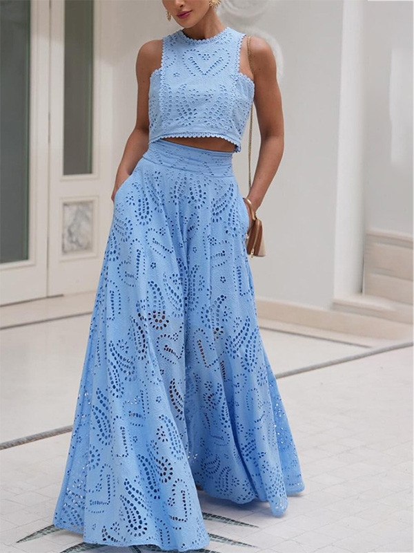 Leisure Vacation Loose Sleeveless Two-Piece Set