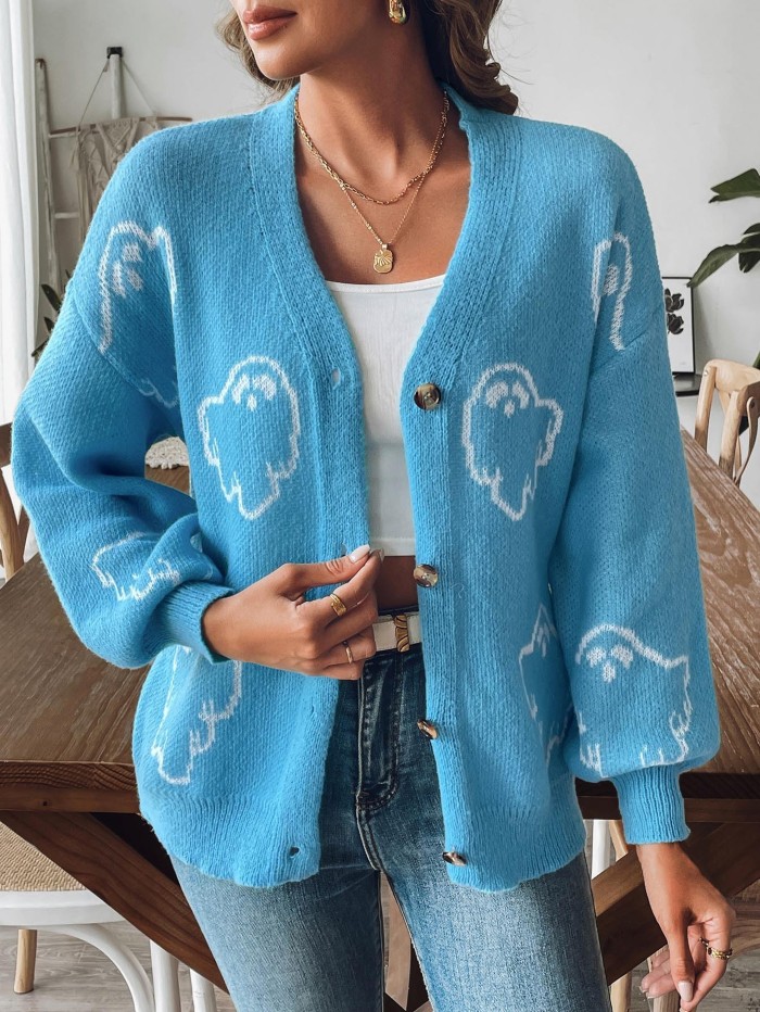 Stylish Loose Casual Cartoon Jacquard Jacket