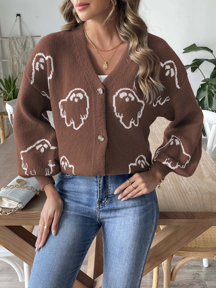 Stylish Loose Casual Cartoon Jacquard Jacket