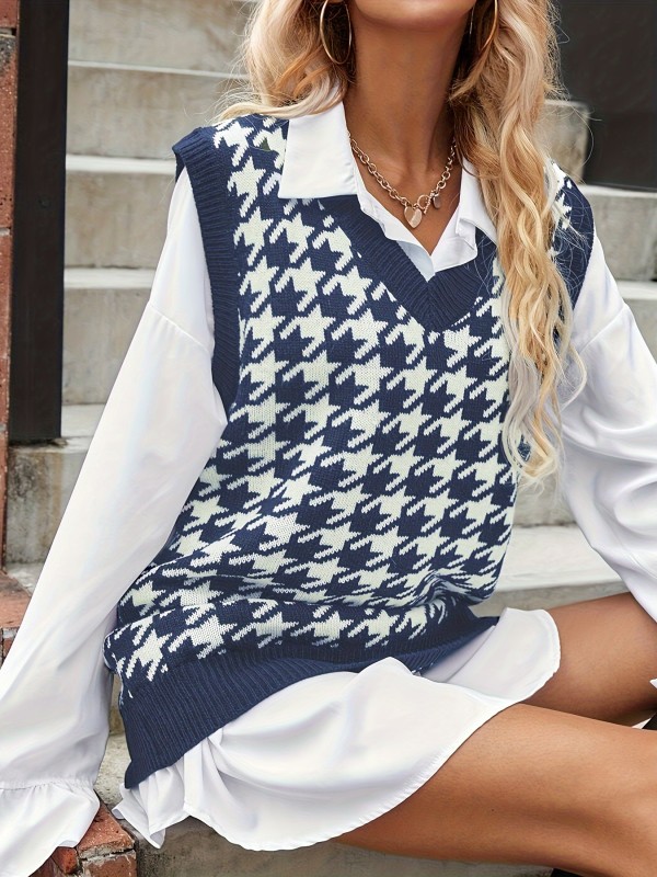 Acrylic Knit Cardigan With Random Print, V-Neck, Casual Autumn\u002FWinter Sweater With Soft And Breathable Fabric