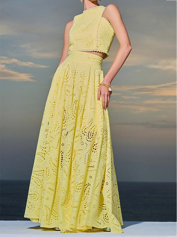 Leisure Vacation Loose Sleeveless Two-Piece Set