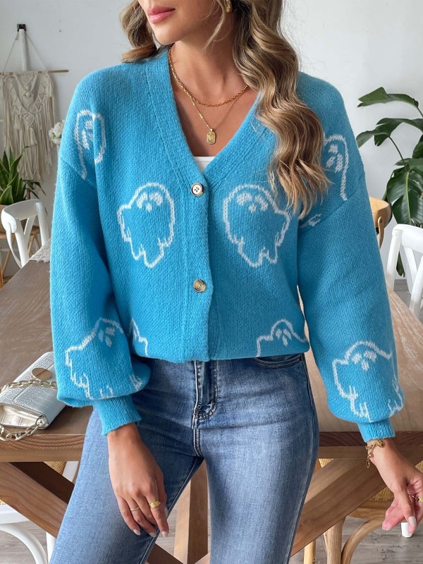 Stylish Loose Casual Cartoon Jacquard Jacket