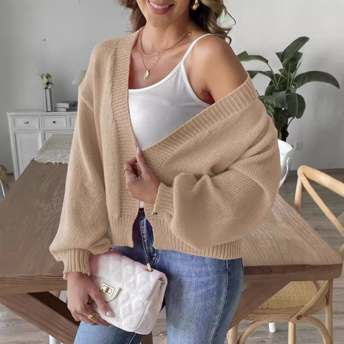 Fashion Trend Lantern Sleeve Simple Casual Coat