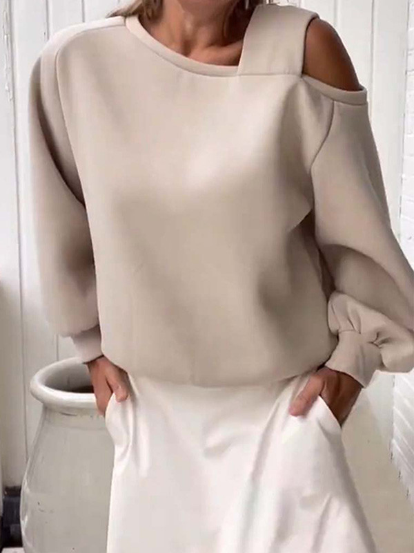 Fashion Design Sense Off-the-shoulder Loose Long-sleeved Hoodie