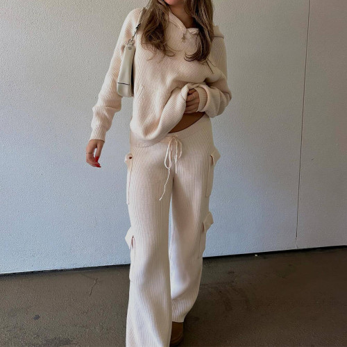 Stylish Hooded Sportswear Casual Sweater Two-Piece Set