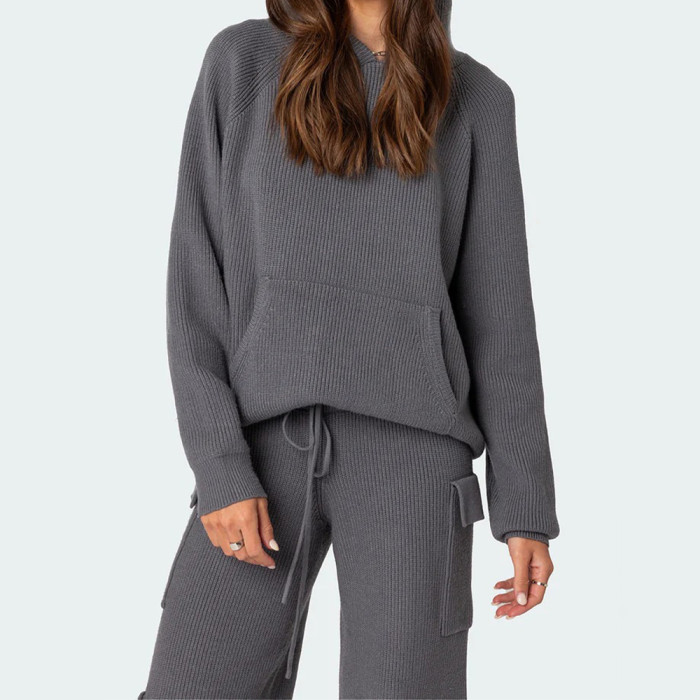 Stylish Hooded Sportswear Casual Sweater Two-Piece Set
