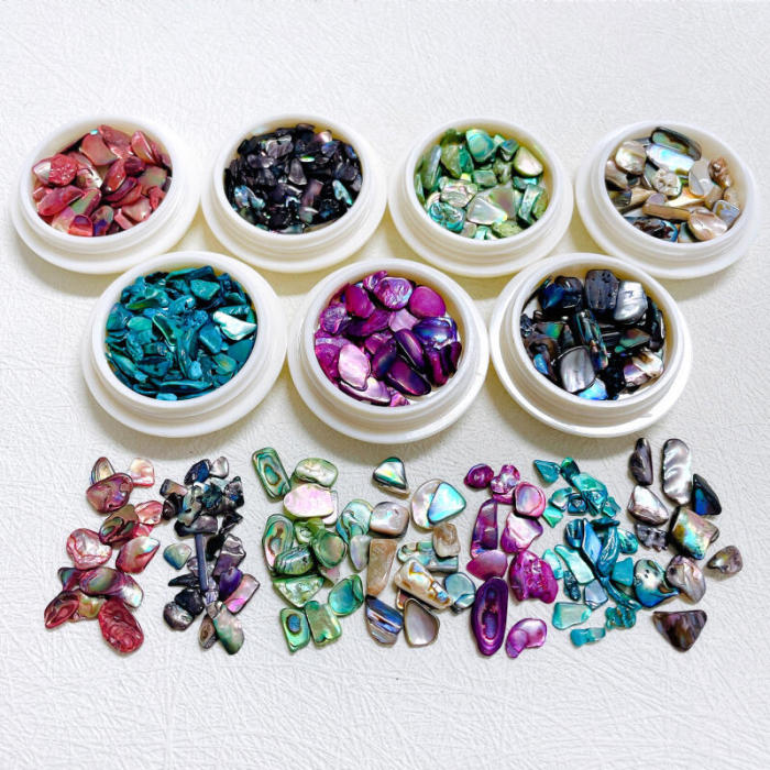Shimmering Abalone Shell Nail Art Decorations - Unique, Stone-Accented Slices for Irresistible Nail Glam - Premium Nail Accessories Set
