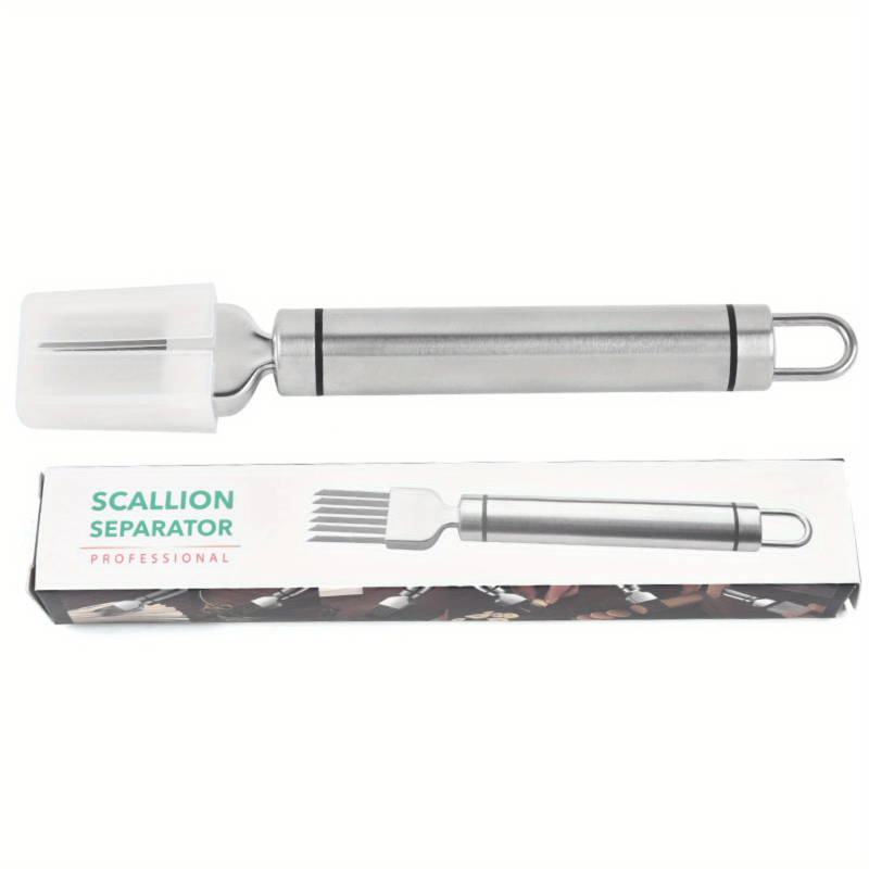 1pc Stainless Steel Multifunction Grater - Effortless Scallion Separator & Onion Slicer - Safe, Portable Kitchen Essential with Protective Cover for Garlic, Fruits, and Vegetables