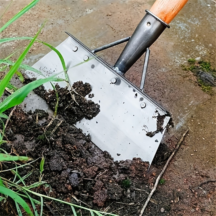 1pc, Stainless Steel Garden Shovel, Multifunctional & Handleless Metal Yard Weeding Tool, Outdoor Garden Household Cleaning Shovel
