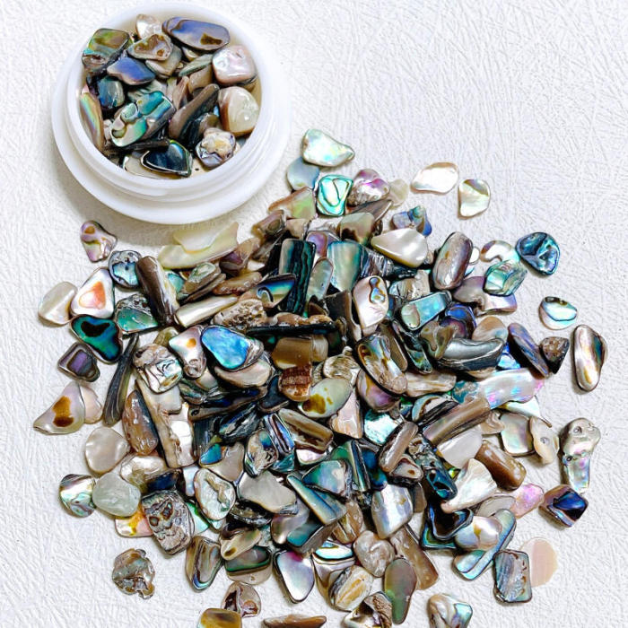 Shimmering Abalone Shell Nail Art Decorations - Unique, Stone-Accented Slices for Irresistible Nail Glam - Premium Nail Accessories Set