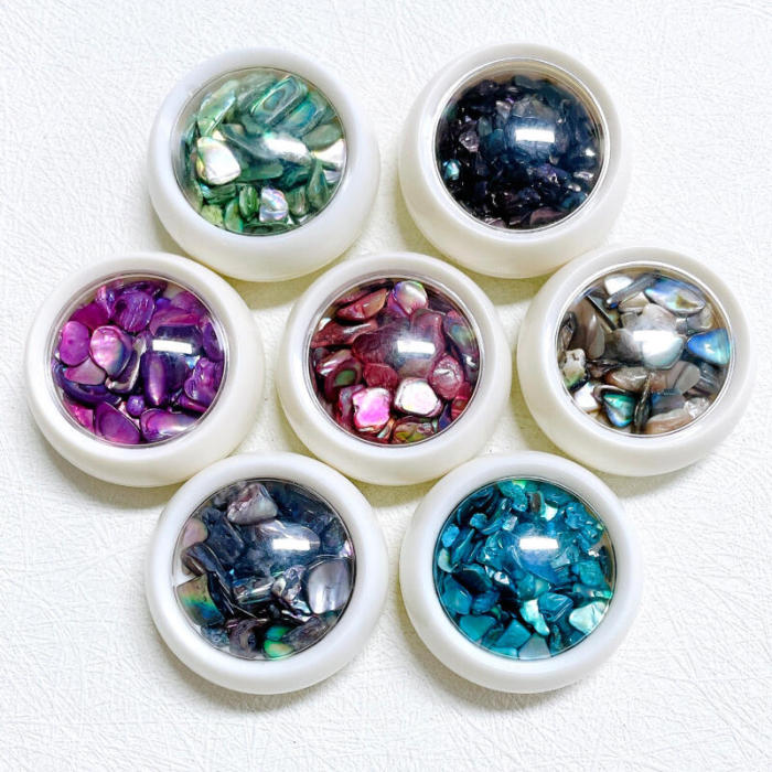 Shimmering Abalone Shell Nail Art Decorations - Unique, Stone-Accented Slices for Irresistible Nail Glam - Premium Nail Accessories Set