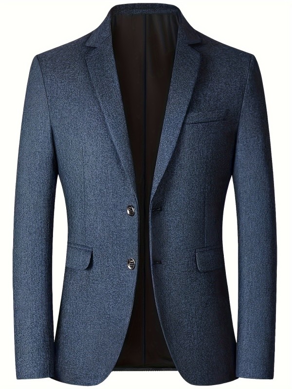 Men's Business Casual Blazer | Fall\u002FWinter Collection | Slim Fit Lapel Collar Suit Jacket | Long Sleeve Polyester-Viscose Blend | Solid Color Non-Stretch Woven Sport Coat with Pockets | Regular Fit Suiting