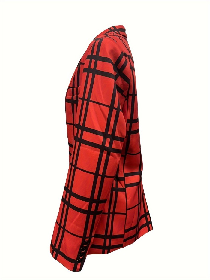 Men's Plaid Single Breasted Blazer Jacket, Fashion Tailored Fit Suit Coat With Notch Lapels For Daily Wear And Leisure Party