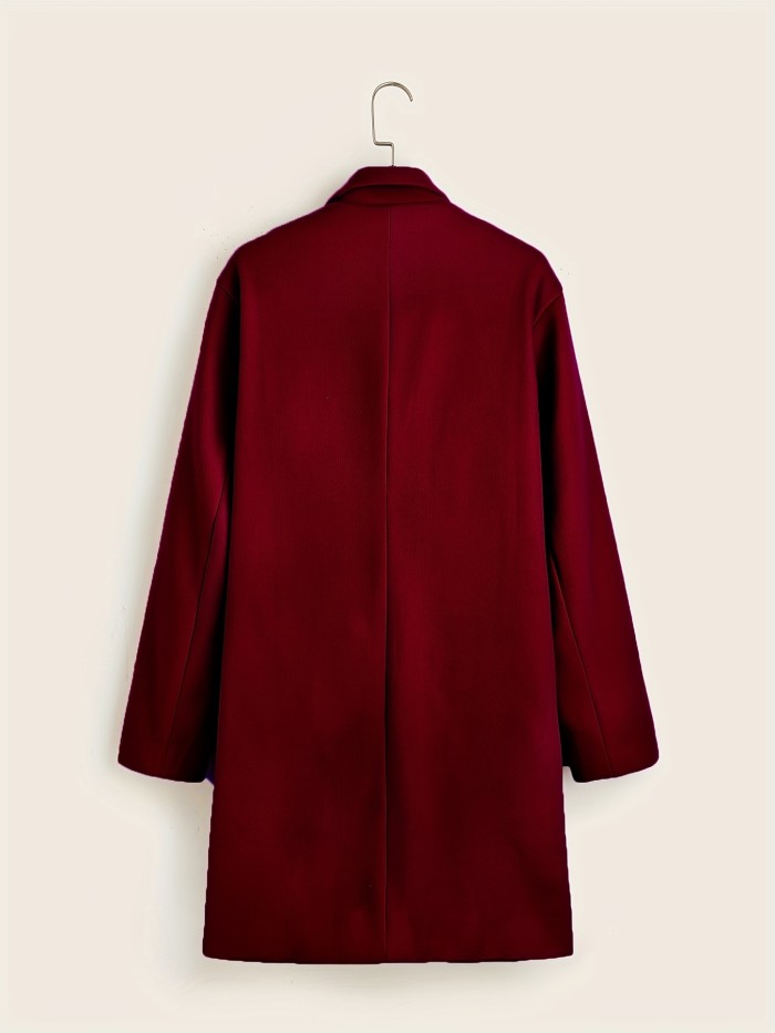 Men's Trendy Retro Solid Long Sleeve Coat Windbreaker Lapel Long Overcoat For Autumn Winter