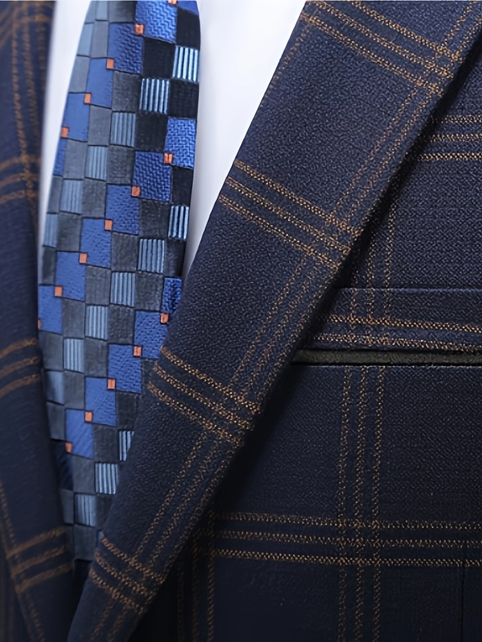 Classic Plaid Single Breasted Blazer Jacket - Tailored Fit, Notch Lapels, Elegant Design, Versatile for Business, Daily Wear, and Formal Occasions - Premium Quality, Comfortable, and Stylish