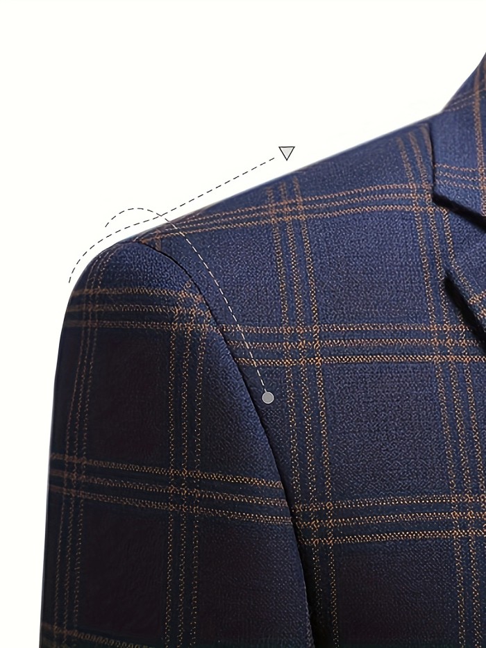 Classic Plaid Single Breasted Blazer Jacket - Tailored Fit, Notch Lapels, Elegant Design, Versatile for Business, Daily Wear, and Formal Occasions - Premium Quality, Comfortable, and Stylish