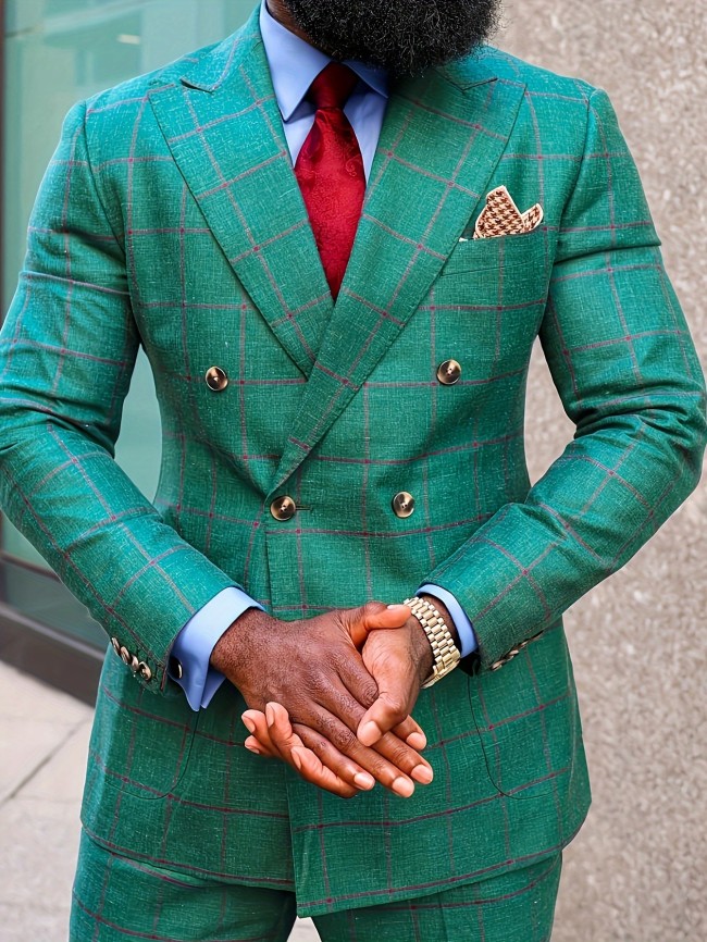 Men's Casual Blazer, Business Formal Suit Jacket, Male Fashion Color Block Striped Print Coat, Lightweight Business-Casual Style Jackets