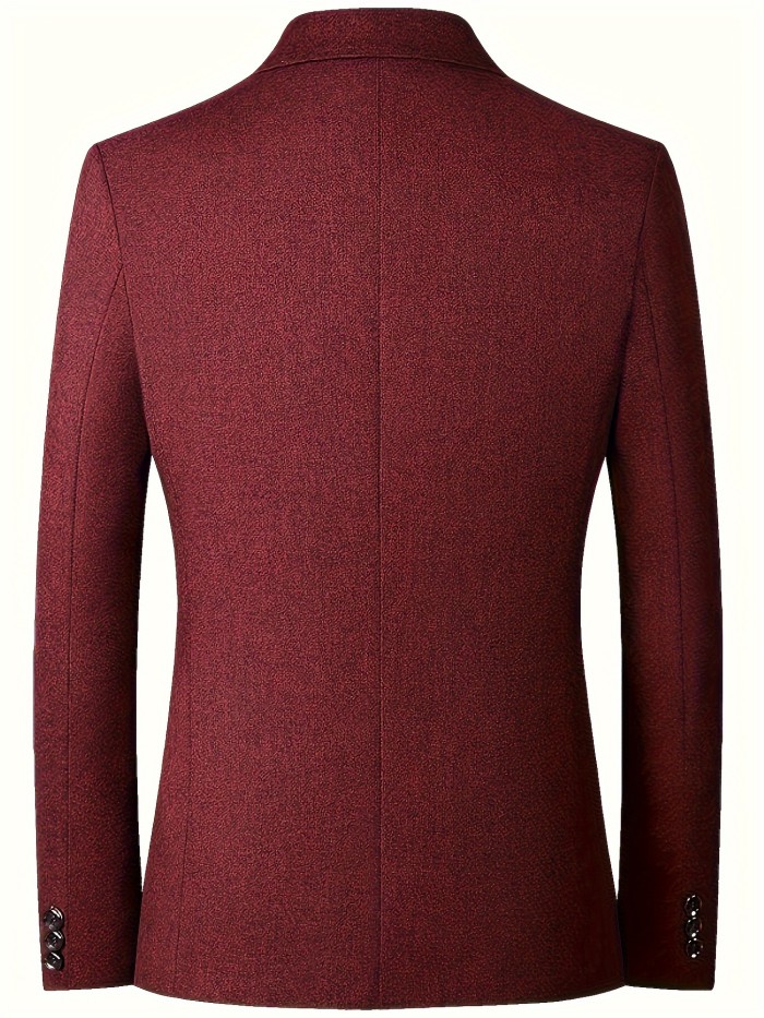 Men's Business Casual Blazer | Fall\u002FWinter Collection | Slim Fit Lapel Collar Suit Jacket | Long Sleeve Polyester-Viscose Blend | Solid Color Non-Stretch Woven Sport Coat with Pockets | Regular Fit Suiting